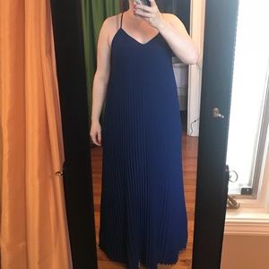 Blue pleated maxi dress
